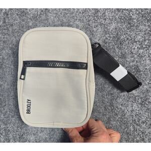 Brixley Bags Coastal Crossbody Sling Cream Colored w/Black Strap Medium Size